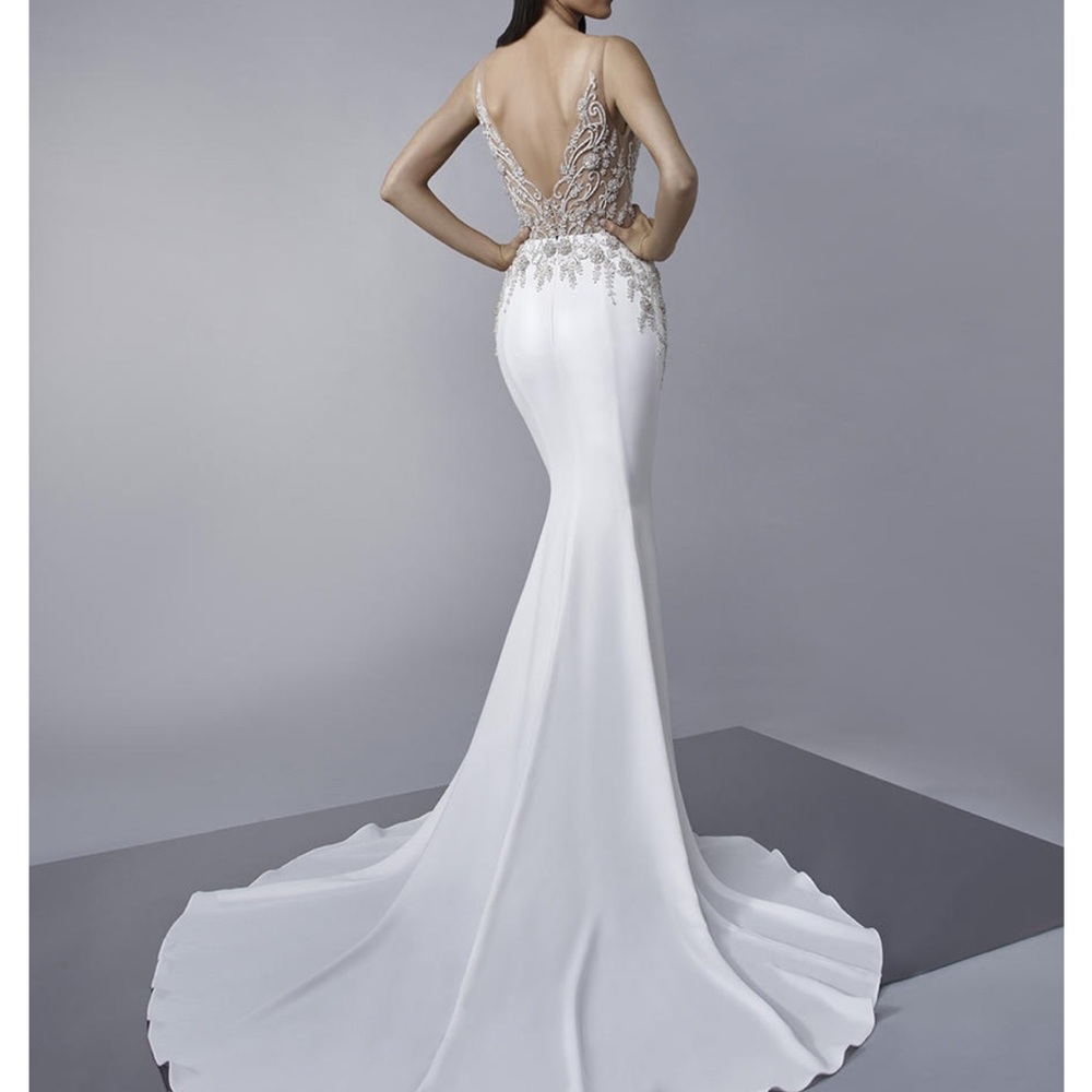 Full Glam Embellished White Lace Wedding Dress - Picture 3 of 16